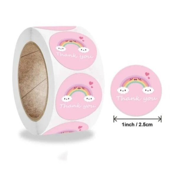 New 500 Pieces/roll Rainbow Thank-you Stickers Round Self-adhesive Stickers - Picture 3 of 4